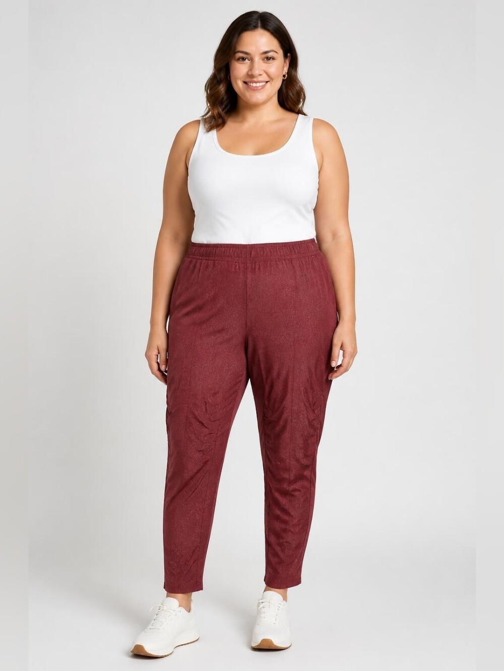 Cato 14/16W Women's Wine Red Stretch Jogger Pants - 80s Loose Look In The Leg